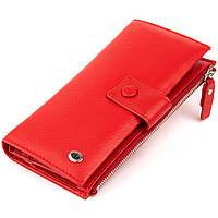 Оригинальный кошелек кожаный женский на хлястике с кнопкой ST Leather 19281 Красный at