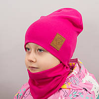 Детская шапка с хомутом КАНТА "Лапка" размер 52-56 розовый (OC-268) at