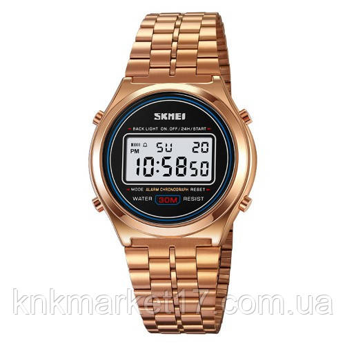 Цифровий спортивний металевий годинник Skmei 2146RG Rose Gold, фото 1