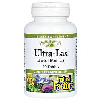 Natural Factors Herbal Factors Ultra-Lax растительная формула мягкое слабительное. 90 таблеток