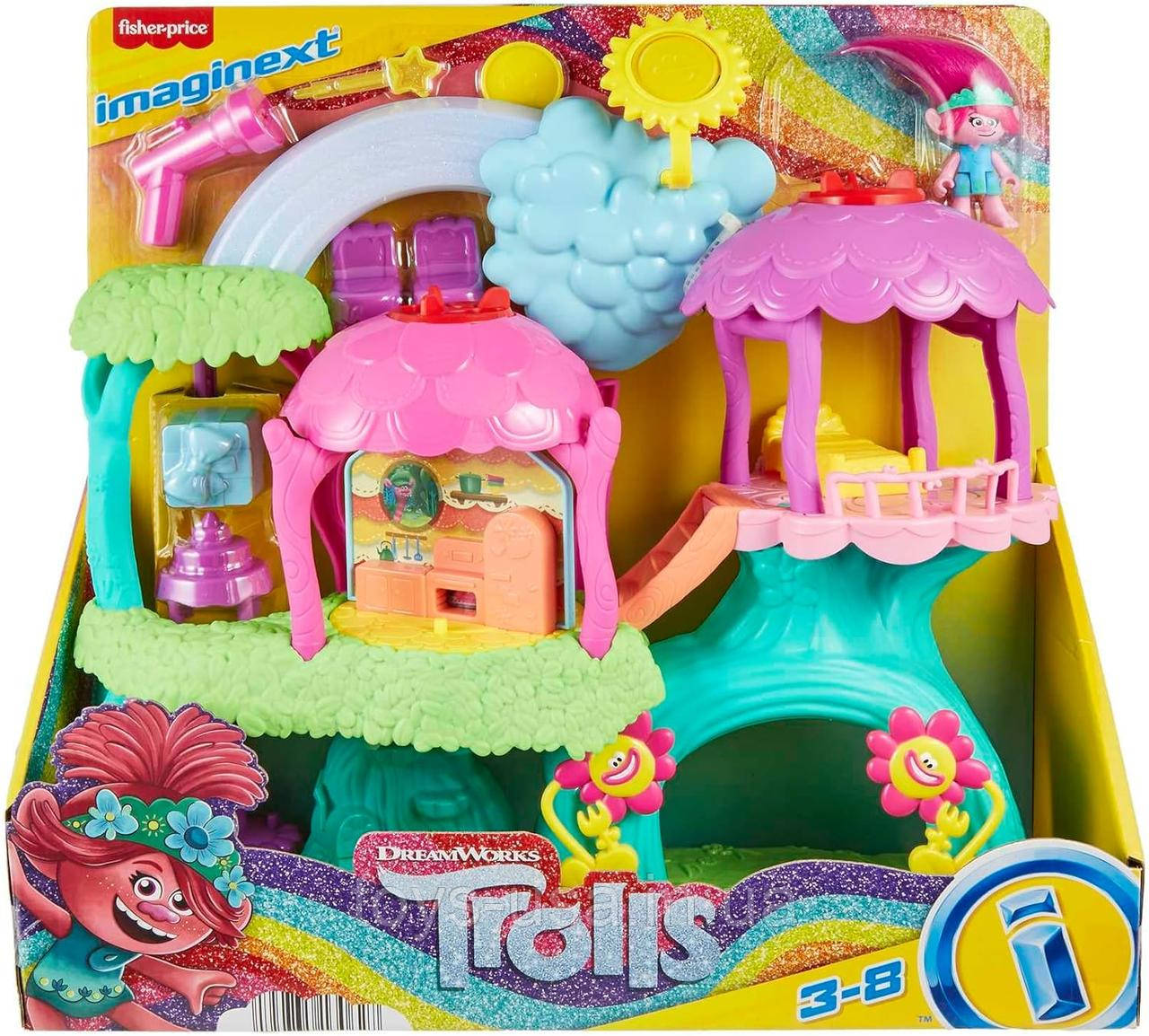 Тролі Райдужний будинок на дереві Розочка Imaginext DreamWorks Trolls Rainbow Treehouse Poppy