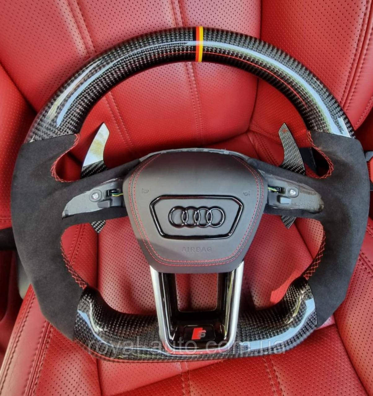 Кермо карбонове Audi Аудіо A6 S6 RS6 A7 S7 RS7 C8 кермо карбонуване LED, фото 1