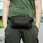 Бананка чоловіча чорна з екошкіри на кожен день нагрудна містка, фото 4