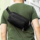 Бананка чоловіча чорна з екошкіри на кожен день нагрудна містка, фото 5