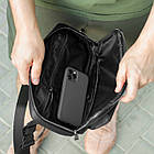 Бананка чоловіча чорна з екошкіри на кожен день нагрудна містка, фото 9