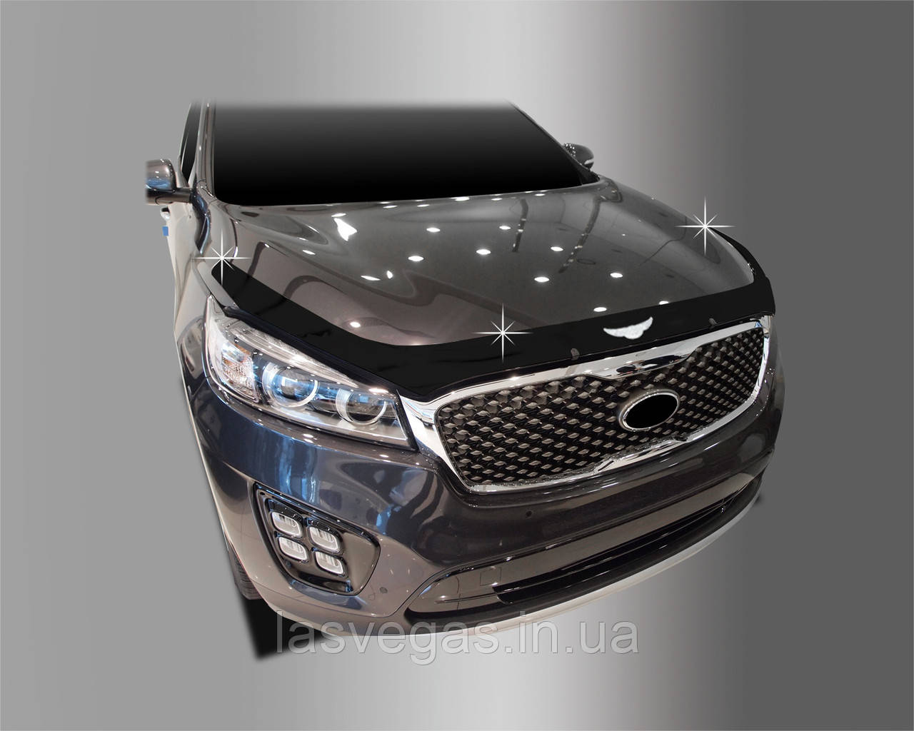 Дефлектор капота, мухобойка Kia Sorento 2014-2019 (Autoclover/Південна Корея)