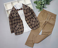 Костюм нарядний для хлопчика з піджаком, сорочкою, брюками на 1-3 роки 80,92,98