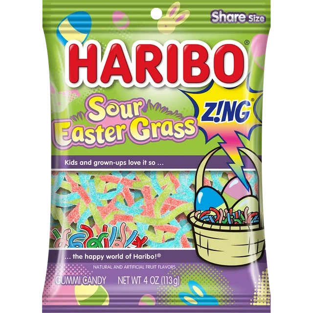 Желейні цукерки Haribo Sour Easter Grass Gummi Candy, 113г