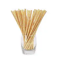Паперові трубочки для напоїв 25 шт. золотий зигзаг