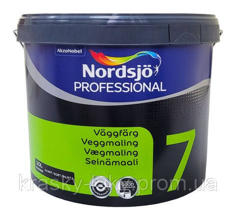 Фарба латексна Nordsjo Professional 7 чорна Svart для стін та стелі, 10 л