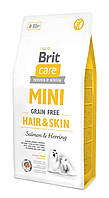 Сухой корм Brit Care GF Mini Hair & Skin для собак миниатюрных пород, для кожи и шерсти, с лососем и селедкой