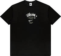 Черная футболка Nike x Stussy Logo принт футболка с надписями оверсайз Футболка унисекс коттоновая с принтом