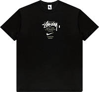 Черная футболка Nike x Stussy Logo принт футболка с надписями оверсайз Футболка унисекс коттоновая с принтом M