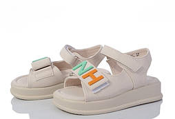 Дитячі літні босоніжки в бежевому кольорі для дівчинки