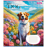 Тетрадь 24 листа в линию Собака среди горных цветов