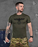 Военная футболка влагоотводящая олива с гербом, футболка тактическая coolmax хаки для зсу og112