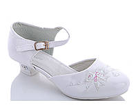 УЦЕНКА белые лаковые туфли для девочки на каблуке танцевальные 35
