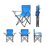 Туристичний компактний складаний Синій кемпінговий стілець для риболовлі та відпочинку, фото 6