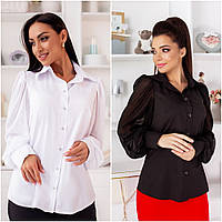 Женская блуза рубашка супер-софт длинный рукав размеры норма м батал