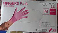 Нитриловые одноразовые не стерильные перчатки для салонов красоты розовые размер M