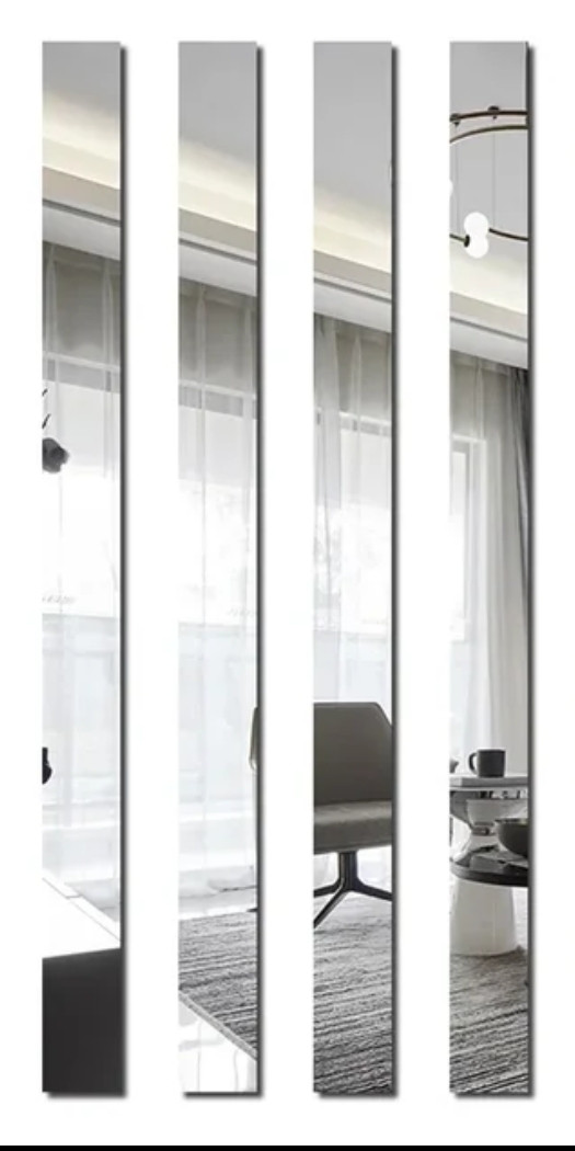 Зеркальные пластиковые наклейки полоски 50 х 5 см 4 шт набор (ID ...