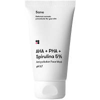 Маска для лица Sane AHA + PHA + Spirulina 5% Face Mask Против токсинов из AHA + PHA + Cпирулина 5% 75 мл hp