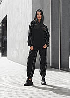 Женский спортивный костюм Staff pi black oversize черный худые и брюки на манжете Sensey Жіночий спортивний