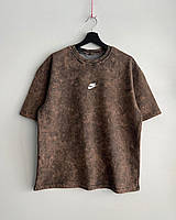 Мужская футболка Найк коричневая для мужчины и женщины однотонная Sensey Чоловіча футболка найк коричнева для
