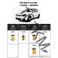 Комплект фільтрів VW Golf V (Plus) 2.0 SDI (2003-2009) WIX