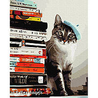 Картина по номерам "Кот читайлик" Brushme BS51708 40х50 см Sensey Картина за номерами "Кіт читайлик" Brushme
