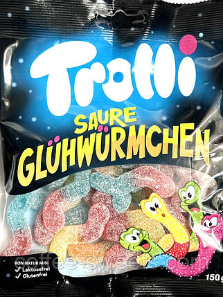 Желейні цукерки Soure Gluhwurmchen світні черви 150 г ТМ Trolli, фото 1