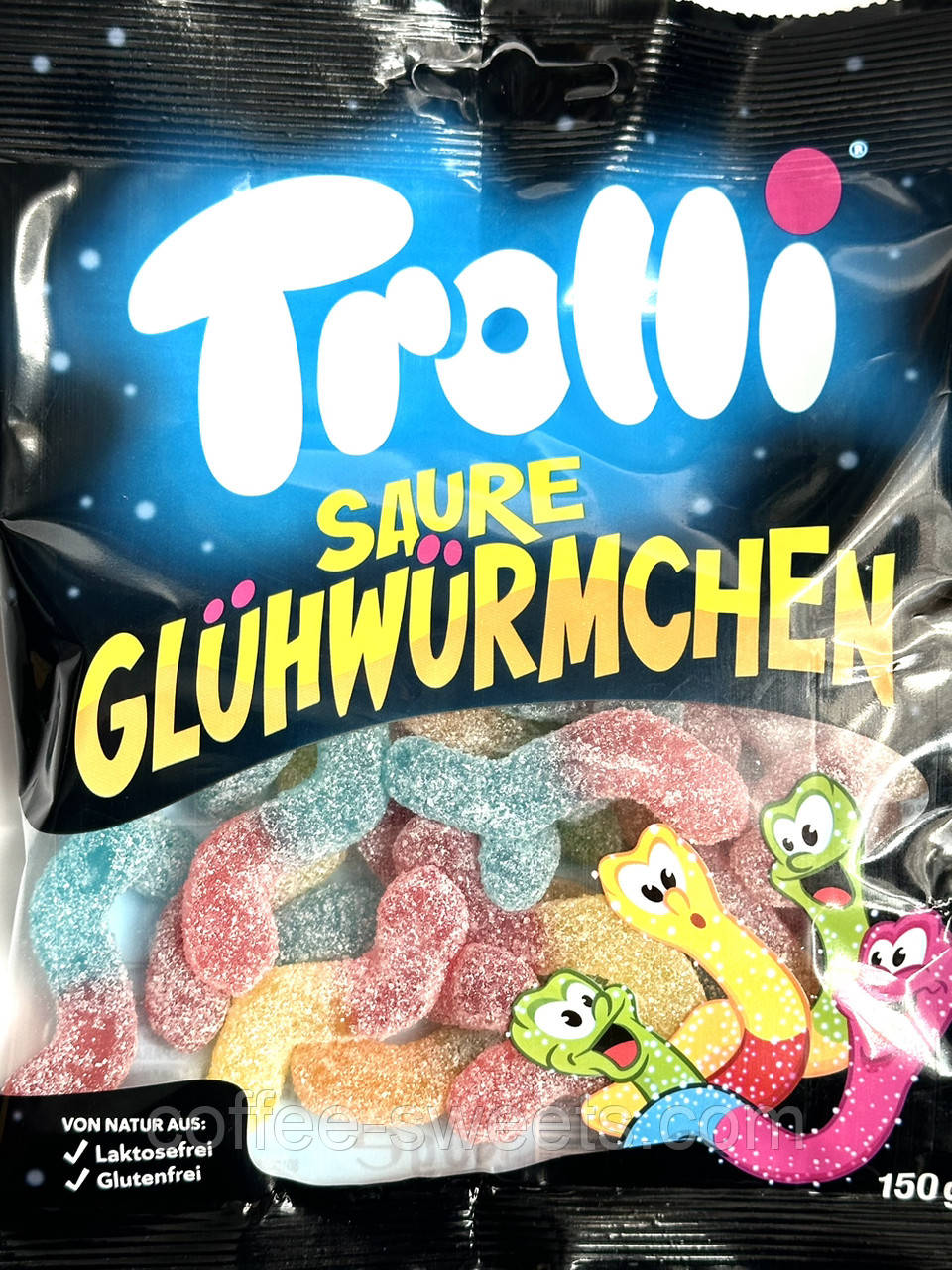 Желейні цукерки  Soure Gluhwurmchen світні черви 150 г ТМ Trolli