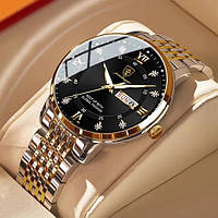 Мужские часы золотые с черным наручным классическим Hemsut Poedagar Sensey Чоловічий годинник золотий з чорним