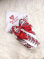 Зимний конверт для новорожденных девочек, вышивка "Народжена вільною" и принт вышиванка