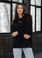 Женский свитшот черный Staff black logo oversize fleece Sensey Жіночий світшот чорний Staff black logo