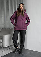 Женские худи Staff dark purple oversize fleece Sensey Жіноче худі Staff dark purple oversize fleece