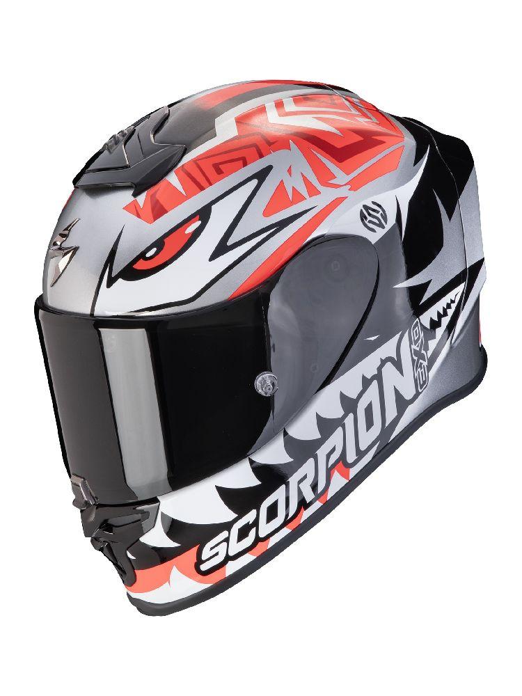 Мотошолом Scorpion Exo-R1 Evo Air Zaccone silver-black-red, фото 1