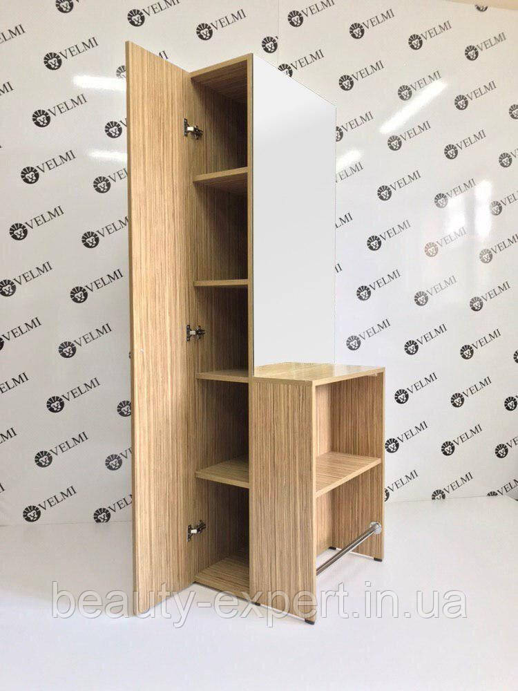 Перукарське робоче дзеркало з бічними полицями - стелаж для перукаря Grace дзеркало з полицею VM704, фото 1