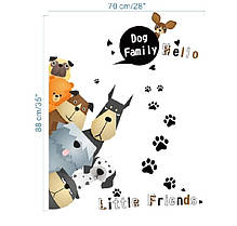 Наклейка на стіну, вінілові наклейки, стикери "собачки Hello Lovelly" Love Family (50*75 см аркуш), фото 4