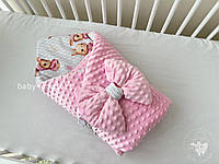 Демісезонний конверт-ковдра Baby Comfort з плюшем Зайчик рожевий