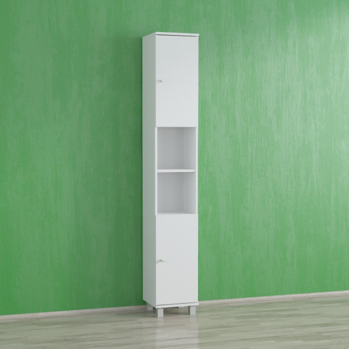 Шафа у ванну кімнату на 6 осередків, шафа-пенал вертикальна з ламінованого ДСП, полиця для ванної, фото 1