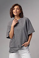 Женская футболка oversize в технике тай-дай - светло-серый цвет, L (есть размеры) at