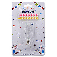 Набір свічок для торта, "6" світиться, 7,5 см