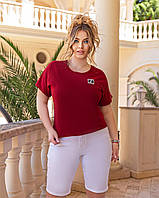 Стильна жіноча літня трикотажна футболка великих розмірів зі стразами (р.48-54). Арт-1017/11