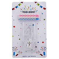 Набір свічок для торта, "4" світиться, 7,5 см