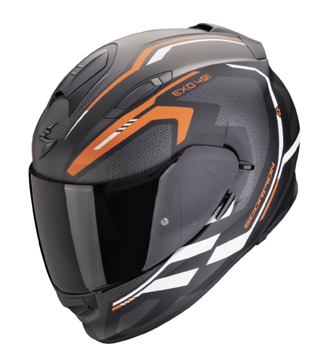 Мотошолом Scorpion Exo-491 Kripta black-orange-white matte, фото 1