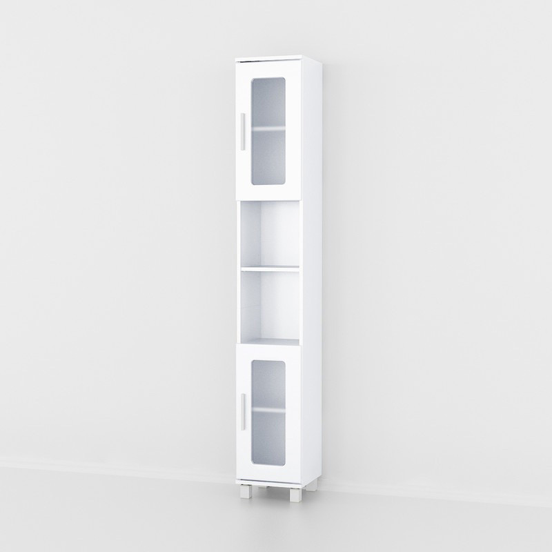 Пенал з МДФ фасадами, шафа-пенал для ванної кімнати, стелаж вертикальний на 6 комірок, фото 1