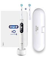 Електрична зубна щітка Braun Oral-B iO 6 Series White,2 насадки в комплекті + футляр Dental Man, і чохол для
