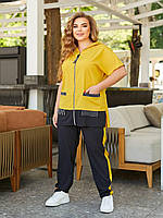 Лёгкий жёлтый женский летний спортивный костюм с 52 по 66 размер