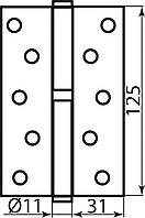 Завіса RDA 125*3*2,5 (1 подш, сталь) мат.нікель права